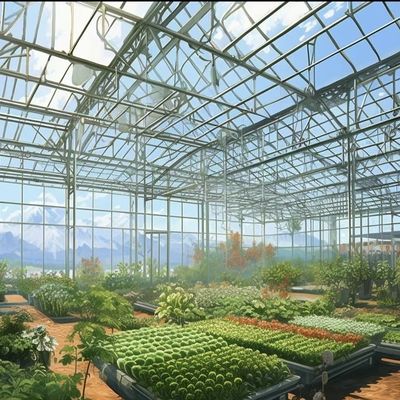Serre en verre à structure en acier pour la culture végétale